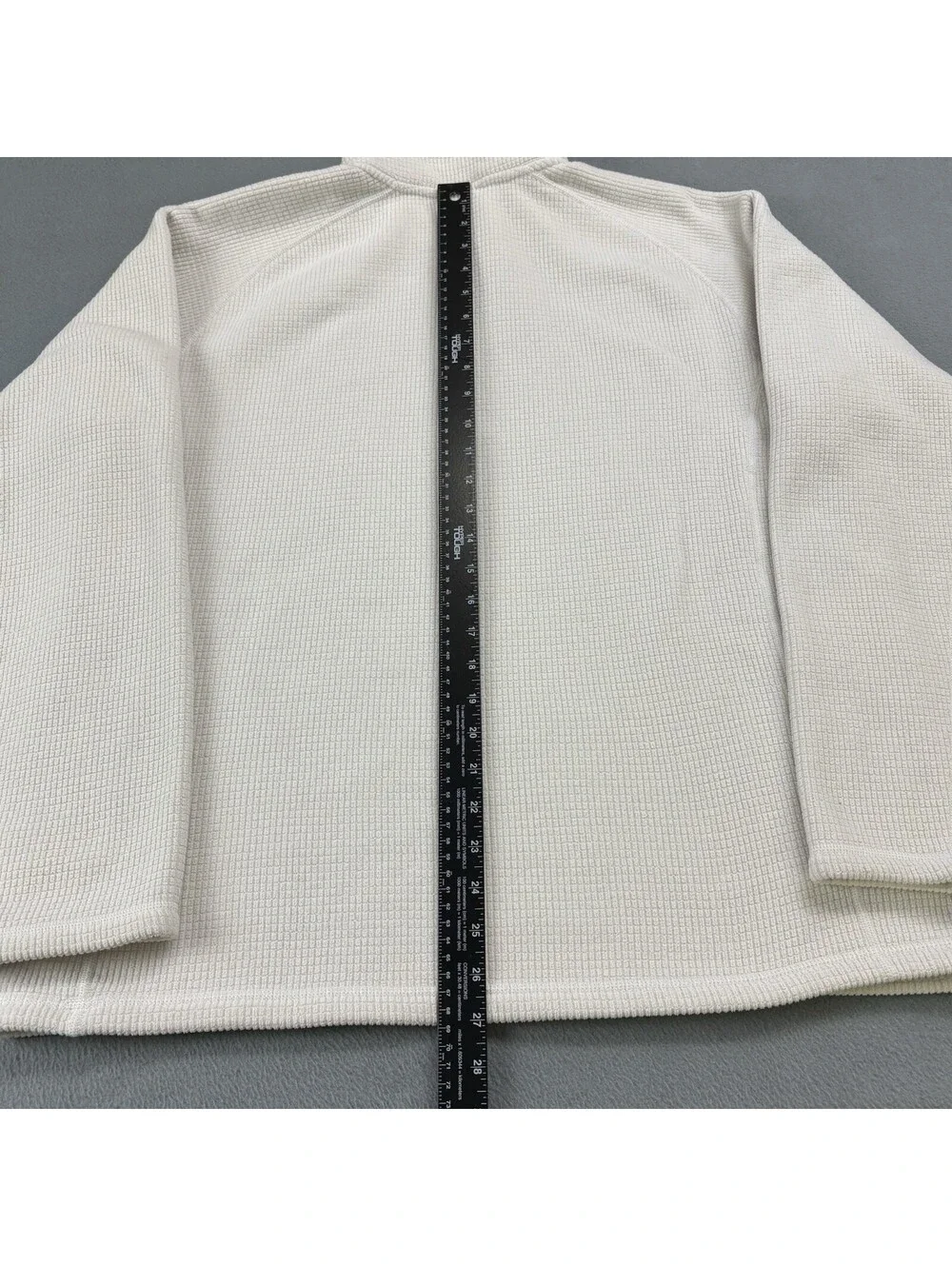 The North Face 1/4 Zip Waffle Knit Fleece Pullover Size Large White Ivory